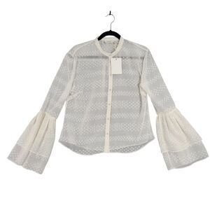 NWT TJD THE JETSET DIARIES Ivory Sheer Twiggy Blouse Button Up Fairy SIZE 8